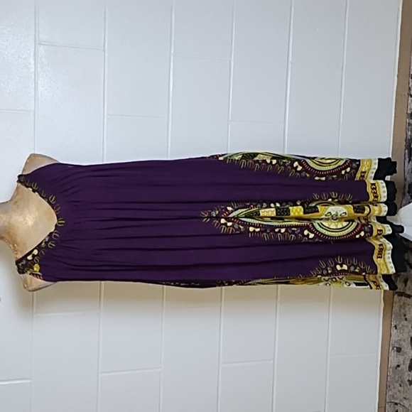 Advance Apparel Free Size Rayon Gauze Art to Wear Boho Tank Dress Pockets - Picture 1 of 14